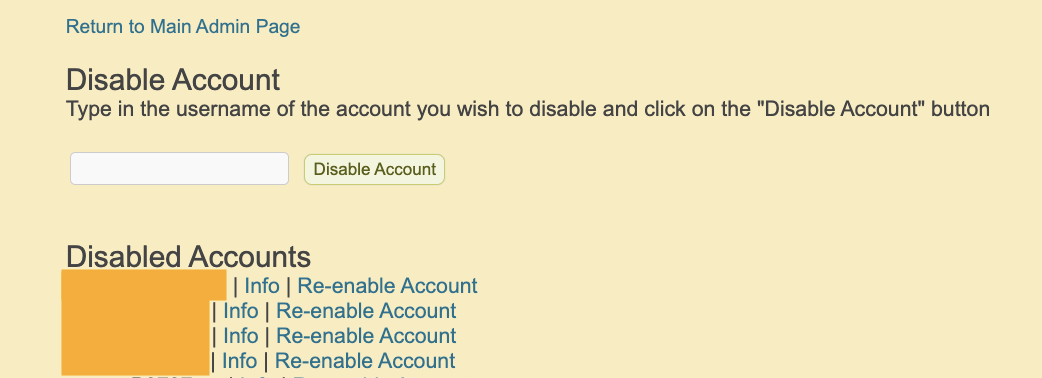 Enable/Disable Users