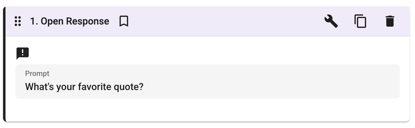 Open Response Authoring View